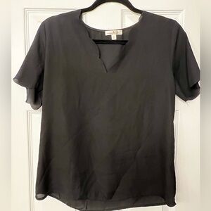 Black Women's Top with Scalloped Detail